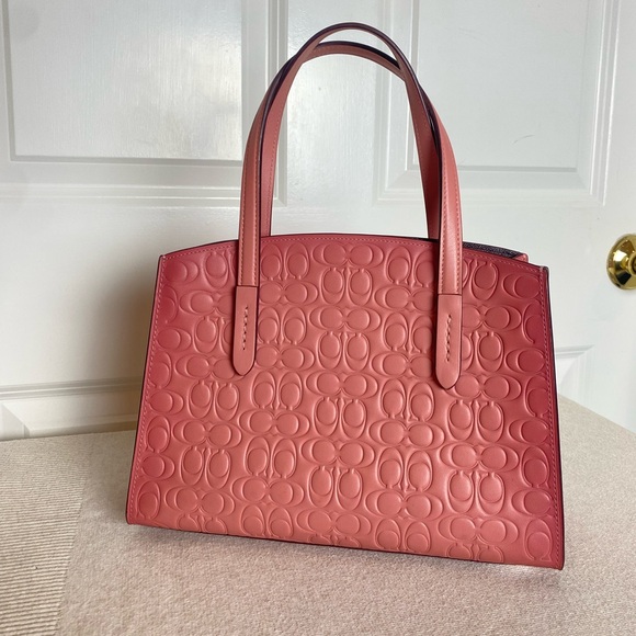 Coach Pink Embossed Tote Bag - Picture 2 of 9